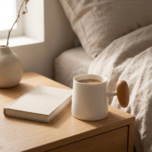 Nordic Ceramic Mug with Beech Handle