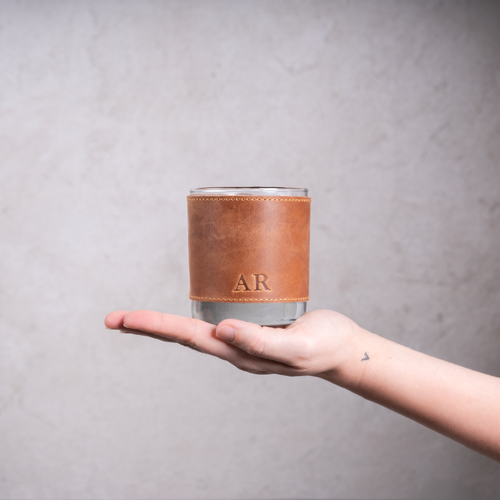 Full-Grain Leather Whiskey Glass Sleeve