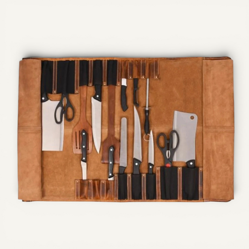 Full-Grain Leather Chef's Knife Roll
