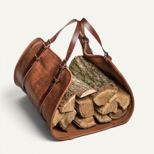Full-Grain Leather Firewood Carrier