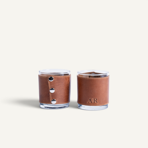 Full-Grain Leather Whiskey Glass Sleeve